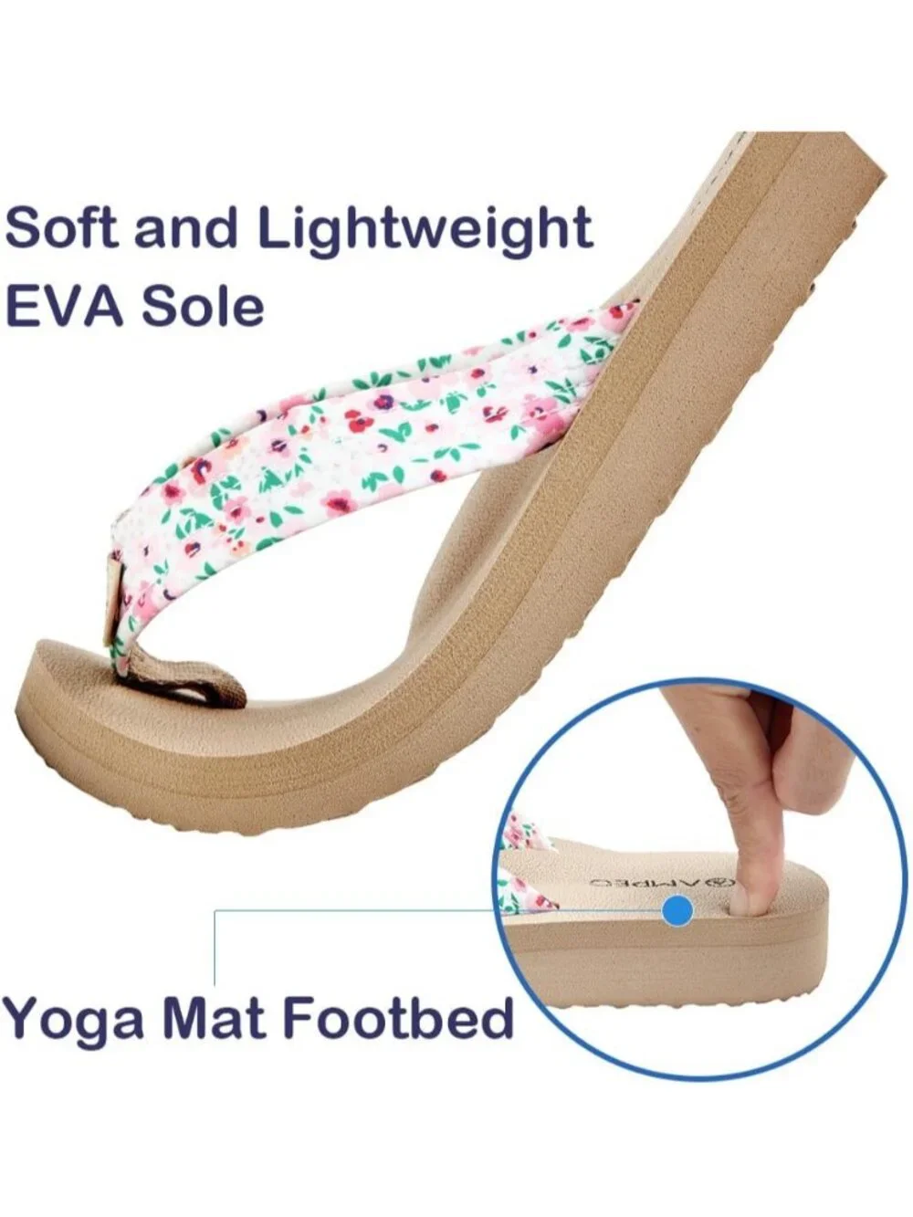 Women's Floral Pink Comfortable Flip Flops Summer Beach Casual Thong Sandals